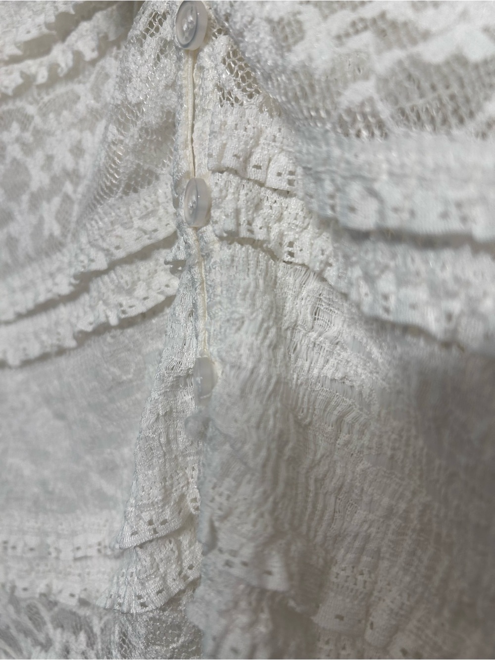 böhme Ivory Lace Button-Front Short Sleeve Blouse - Picture 3 of 5
